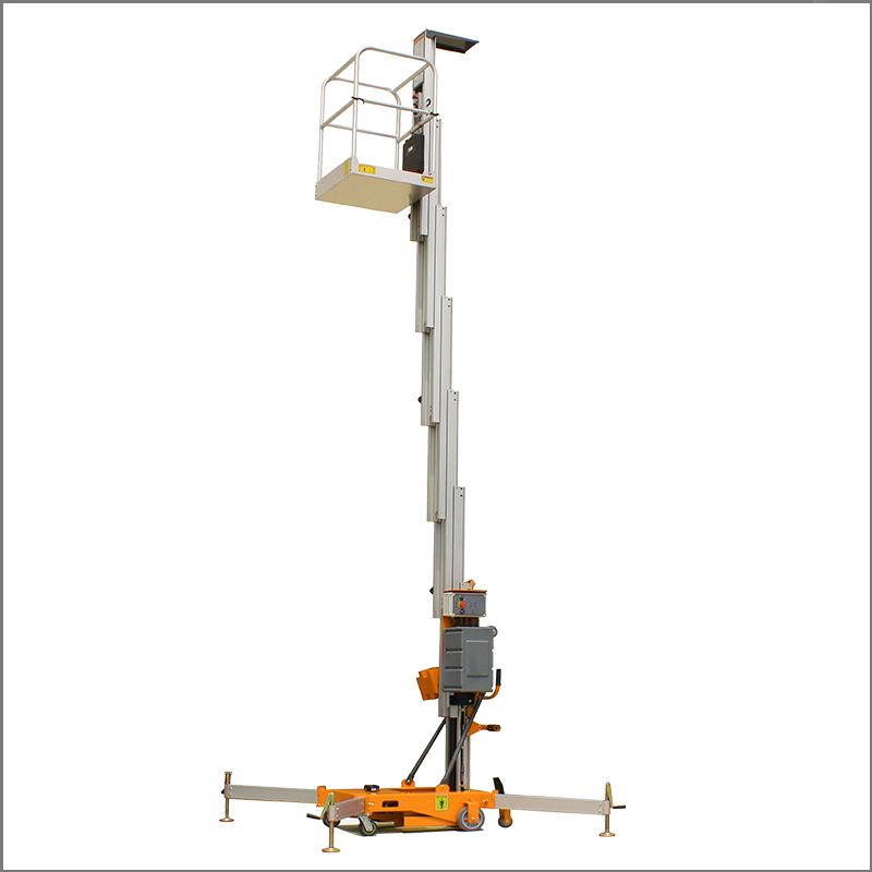 Mobile vertical hydraulic aluminum alloy lift single mast aerial work platform